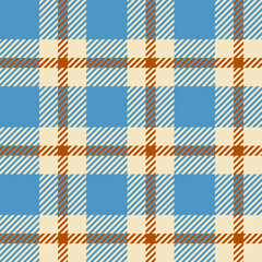 Blue seamless plaid tartan pattern, colorful natural fabric swatch, textile, geometric background