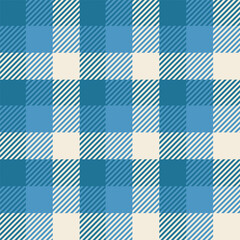 Blue seamless plaid tartan pattern, colorful natural fabric swatch, textile, geometric background