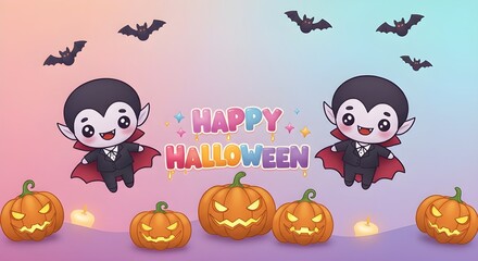 Cute Vampire Happy Halloween Background