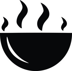 Stylized silhouette of a steaming bowl of food representing warmth and comfort for culinary or dining concepts