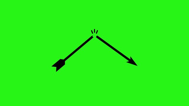 Broken arrow icon animation on green screen background