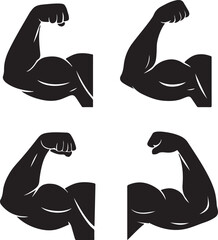 set of black silhouettes of yoga poses in a white background