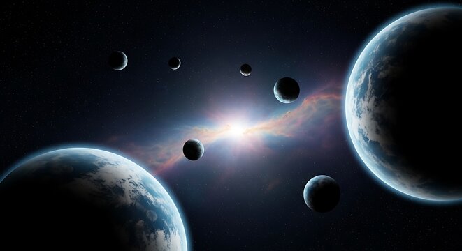 Cosmic Symphony - A Celestial Dance of Planets and Light.