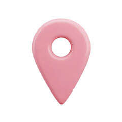 3d pink location pin isolated on transparent background