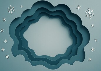 Blue Layered Winter Frame with Snowflakes — Template