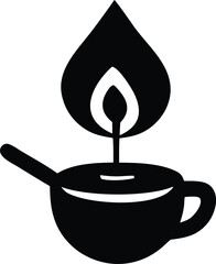 Ancient oil lamp icon symbol of light warmth and history simple silhouette design