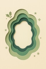 Festive Green Papercut Frame — Copy Space Template