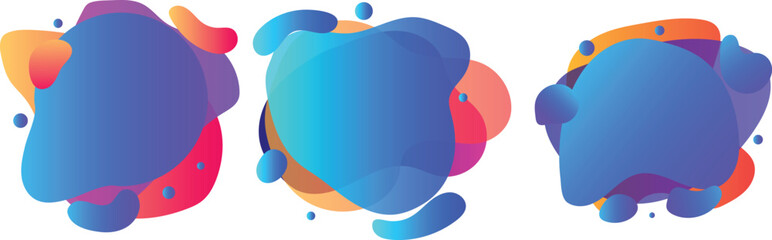 Colorful Abstract Fluid Gradient Shapes Collection. Set of colorful abstract fluid gradient shapes with modern organic design, perfect for backgrounds, digital art,