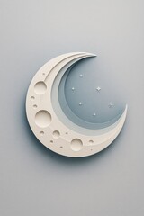 Crescent Moon with Stars — Paper Art