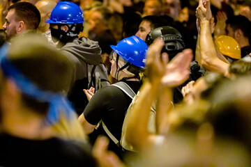 Students protest against the government in Serbia.