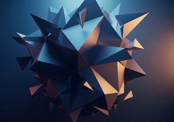 Geometric composition of sharp, angular shapes with sophisticated color