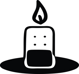 Simple hand drawn candle flame and wax burning brightly symbolizing light hope and warmth for ceremonies decorations and celebrations