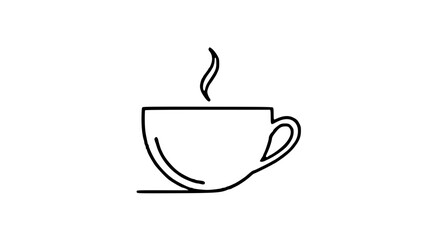 A minimalistic line drawing of a steaming cup, showcasing a simple and elegant design.