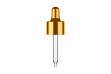 Golden dropper with a single drop, perfect for showcasing luxurious serums and essential oils in your next beauty or wellness campaign