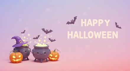 Cute Cauldron Happy Halloween Background