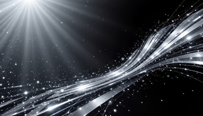 Fototapeta premium Futuristic Cosmic Light Streaks and Sparkles Scene