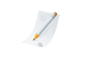 Pencil on notepad in minimalist style with soft natural lighting on white background for office supplies
