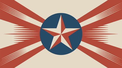 Dynamic star emblem with patriotic colors and vintage style creates a powerful symbol of Americana and national pride for designs and branding