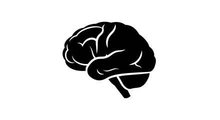 Brain silhouette isolated white background