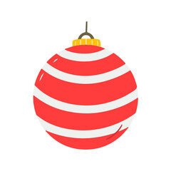 Red and White Striped Christmas Tree Ball Ornament Illustration