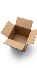 Open cardboard box ready for shipping and delivery, perfect for e-commerce, retail, and product packaging needs, isolated