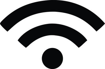 Iconic black wi-fi signal symbol for wireless network connectivity technology concepts