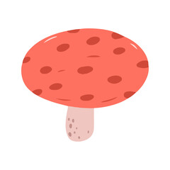 Red or Coral Mushroom Illustration with Dark Spots on Cap