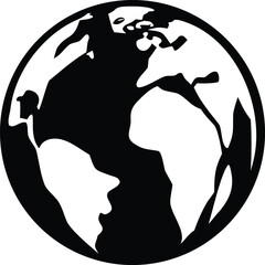 Global earth icon silhouette showing north america continent for world travel and international business concepts