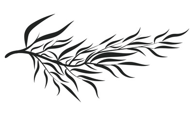Abstract Petal Branch Summer Spring Black Tree Leafy Contour Decorative Illustrator Art