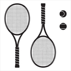 Tennis Racket And Ball Silhouette Icon Design