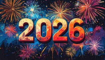Fireworks Background with letter 2026