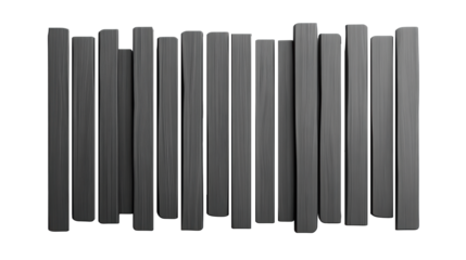 Modern black wooden fence design on transparent backdrop