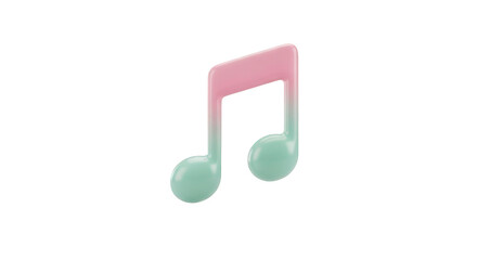 Pink and Mint Green Music Note Symbol isolated on a transparent background eighth note musical