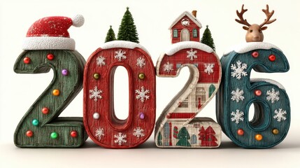 Festive display of the year 2026 featuring holiday decorations and cheerful elements for seasonal celebrations