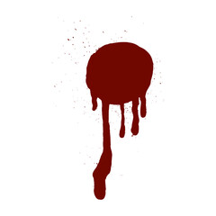 Deep Red Blood Splatter and Drips Isolated on White Background - Graphic Design Element