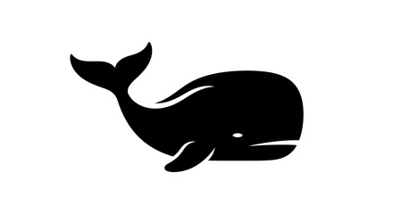 Obraz premium Black whale silhouette isolated on white background