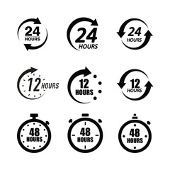 Obraz premium Time Duration Icons 12, 24, and 48 Hours