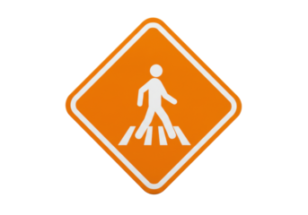 Isolated pedestrian crossing road sign for traffic safety, walking man crossing path