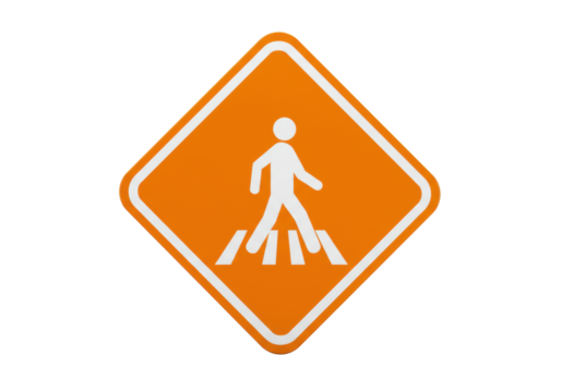 Isolated pedestrian crossing road sign for traffic safety, walking man crossing path