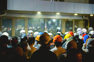 Riot police unit waiting for orders