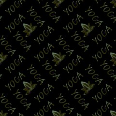 Yoga Seamless Pattern with Lotus Symbol on Black Background