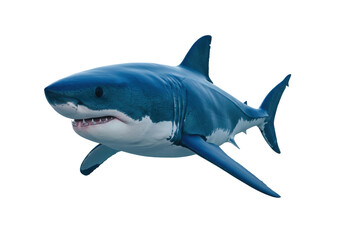 Isolated Great White Shark Side View Undersea Predator on Plain Seamless Backdrop