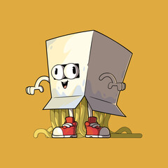 Cute Food Box Character with Ramen Noodles vector illustration. Food, Mascot design concept.