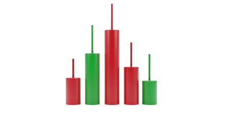 Red and Green Candlestick Chart Bars isolated on a transparent background finance stock