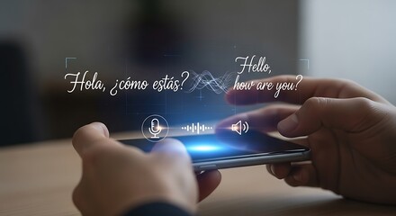 Person using smartphone for voice command and digital assistant interface