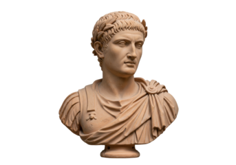 Isolated Caesar statue in studio lighting, ancient Roman emperor, classical art object