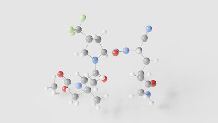 ibuzatrelvir molecule 3d, molecular structure, ball and stick model, structural chemical formula antiviral agent