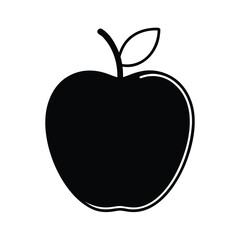 Minimalist black apple silhouette on white background for graphic design