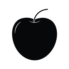Minimalist black apple silhouette on white background for design projects