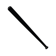 Black silhouette of a baseball bat on a clean white background